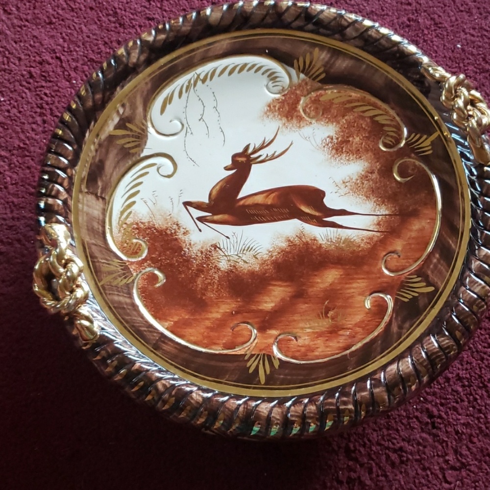 Vintage footed painted plate